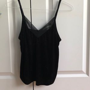 Black velvet tank, mesh neckline. By Kendall&Kylie